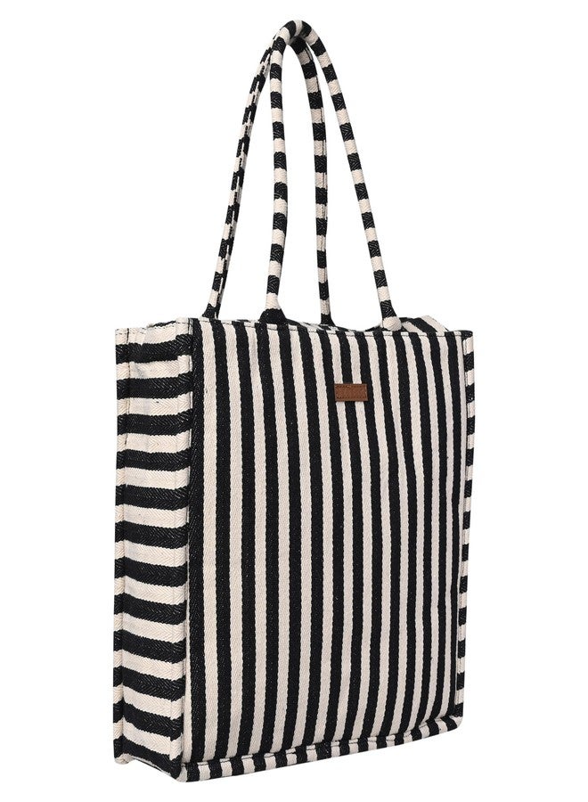 ENSAC Cotton Tote Bag for Women Premium Stylish Handbag for women with Zip Closure Ladies Shoulder Bag for Women Girls Handbag Zipper Large Capacity Shoulder Bag for College Office Use - Image 1