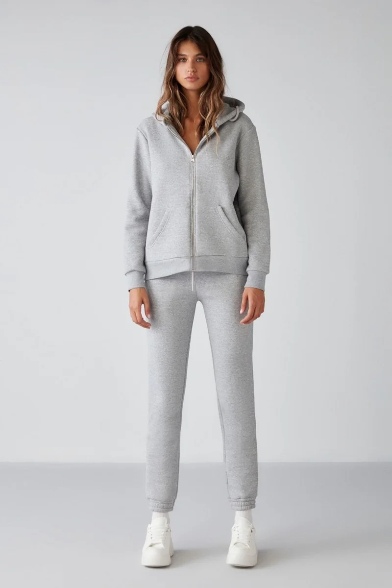 جريميلانج Carlota Women's Soft Polar Fleece 3 Thread Relaxed Hooded Zippered Grimelanj Sweatshirt