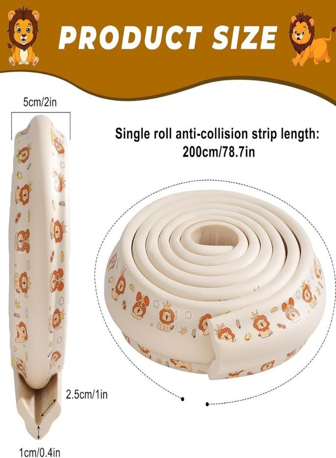 Agabani Cloud Style Anti-Collision Edge Guard Strip Baby Safety Corner Protector Roll Self-Adhesive Furniture Edge Bumper Flexible Shockproof Table Corner Guard for Kids Cartoon Lion Design (Cream) - Image 2