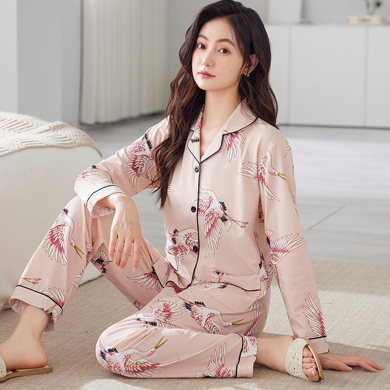 Pajamas for Women, Spring & Fall Long-Sleeved New Style, Plus Size, Sweet, Loose and Slim, Autumn and Winter Wearable Home Wear Set - Image 5