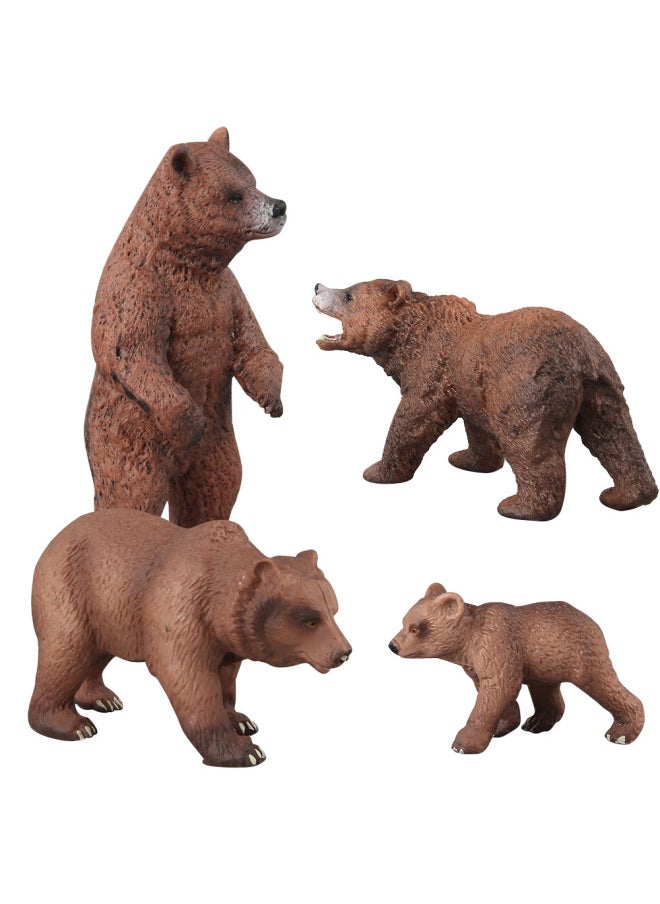 Generic - Boutique Animal Model Toy Suit Big Brown Bear Wild Bear Model Animal Toy Hand-made Model-Color:Set Of 4 Brown Bears 318g - Image 1