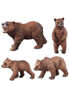 Boutique Animal Model Toy Suit Big Brown Bear Wild Bear Model Animal Toy Hand-made Model-Color:Set Of 4 Brown Bears 318g
