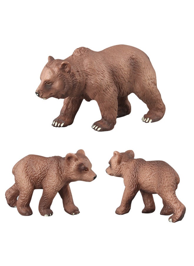 Generic - Boutique Animal Model Toy Suit Big Brown Bear Wild Bear Model Animal Toy Hand-made Model-Color:Set Of 4 Brown Bears 318g - Image 1