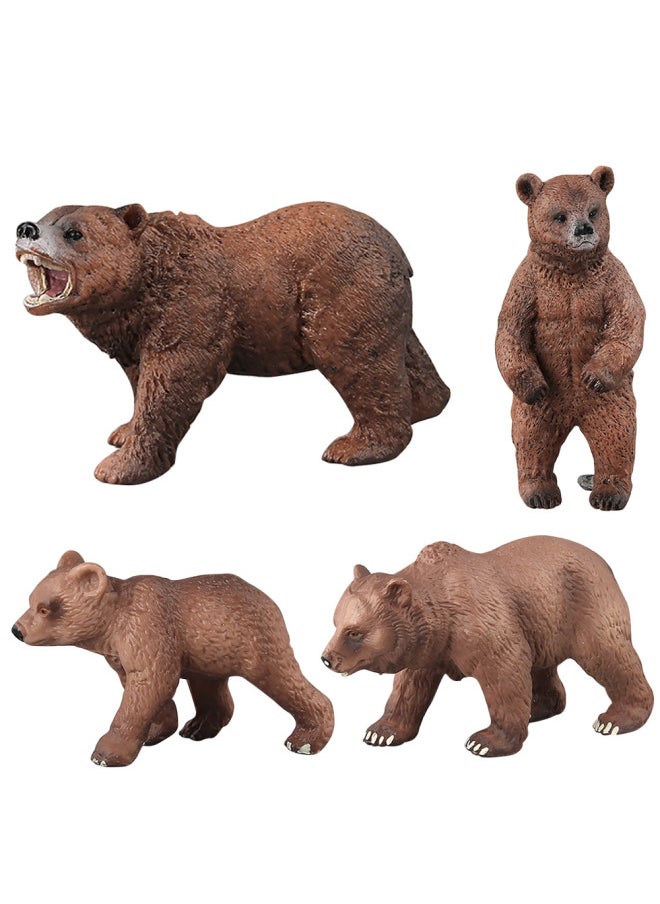 Generic - Boutique Animal Model Toy Suit Big Brown Bear Wild Bear Model Animal Toy Hand-made Model-Color:Set Of 4 Brown Bears 318g - Image 1