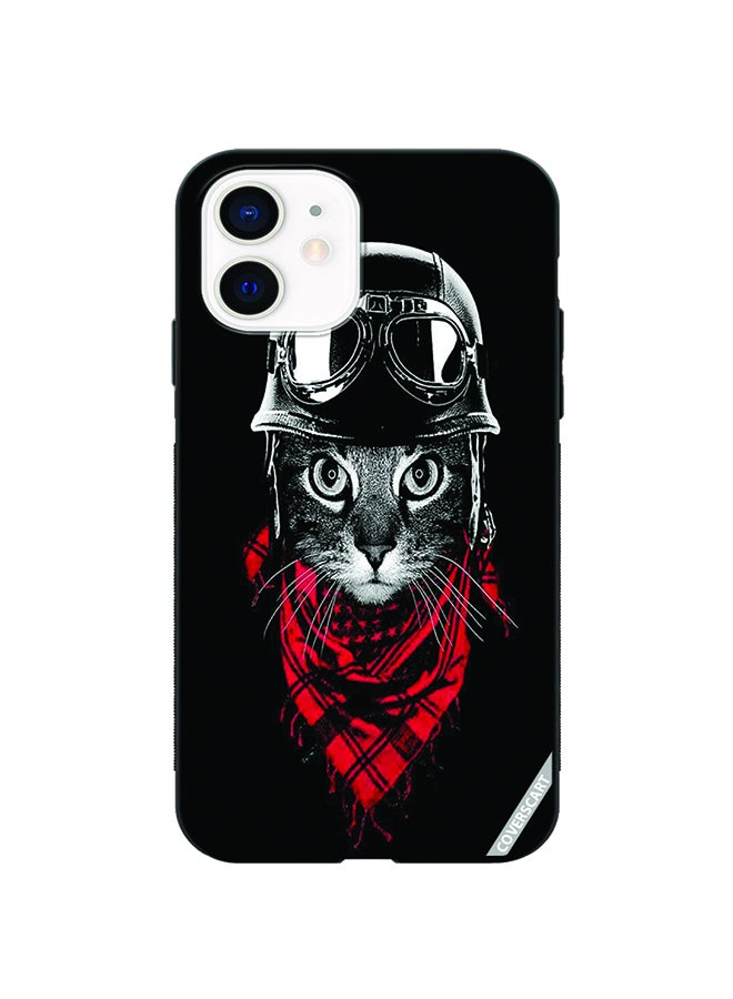 Protective Case Cover For Apple iPhone 12 Rowdy Cat Design Multicolour