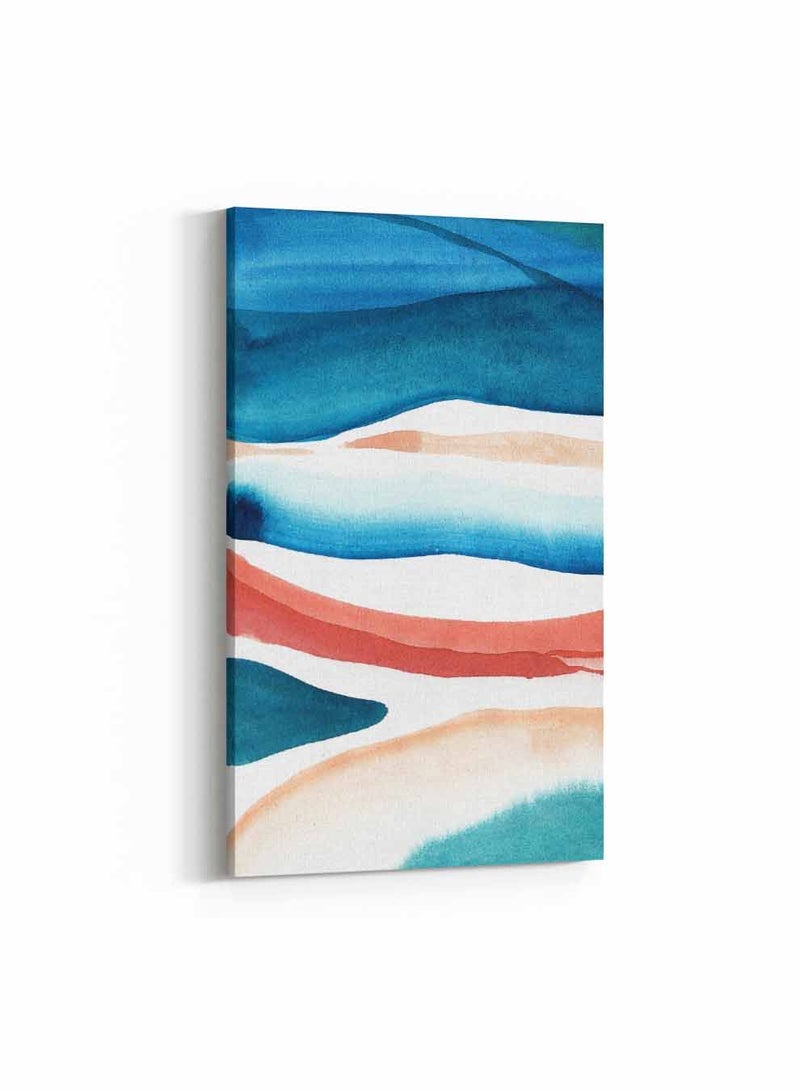 LOWHA Framed Canvas Wall Art Stretched Over Wooden Frame, Sea Shore Abstract Painting, For Home, Living Room, Office Decor  - Image 1