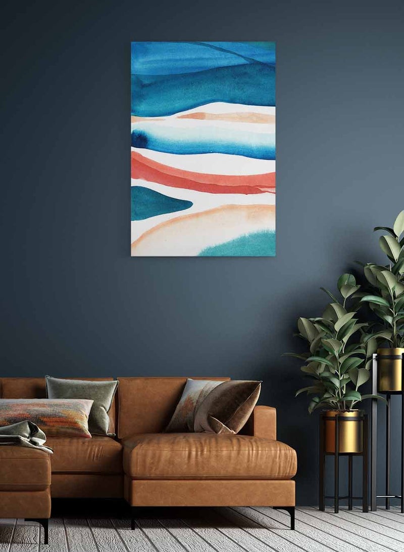 LOWHA Framed Canvas Wall Art Stretched Over Wooden Frame, Sea Shore Abstract Painting, For Home, Living Room, Office Decor  - Image 2