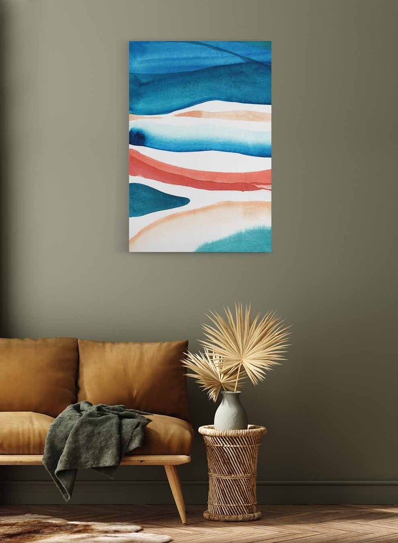 LOWHA Framed Canvas Wall Art Stretched Over Wooden Frame, Sea Shore Abstract Painting, For Home, Living Room, Office Decor  - Image 3