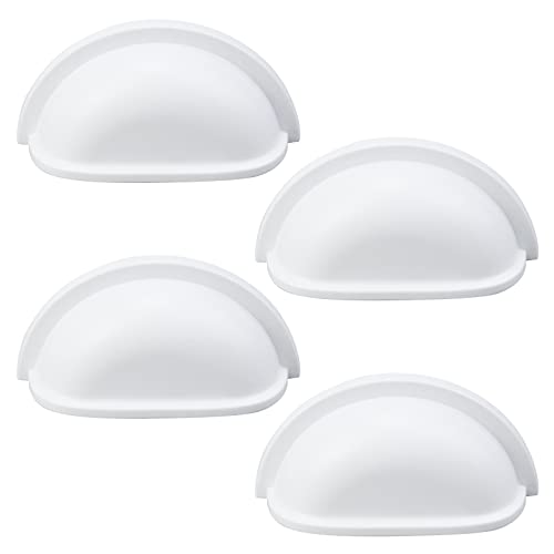 Pastlla 4pcs 3" (77mm) Hole Center White Decorative Cabinet Cup & Drawer Pull Handles - Vintage Zinc Alloy - Image 1