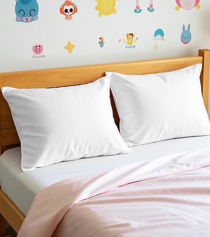 DEEPDREAM Deep Dream 100% Cotton Toddler Pillowcases Set of 2, 13x18 Inches Fits Baby Pillow Sized 12x16, 13x18, 600 Thread Count Cotton Small Travel Kids Pillow Case Covers with Envelope Closure, White - Image 5