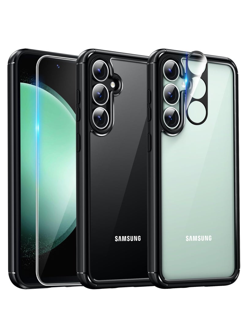 Generic For Samsung Galaxy S24 Case, TPU Soft Film Screen Protector X2, Tempered Glass Camera Protector X2, Slim Fit Transparent Mobile Phone Back Cover 5-in-1 Full Body Protetive Accessorise  - Image 1