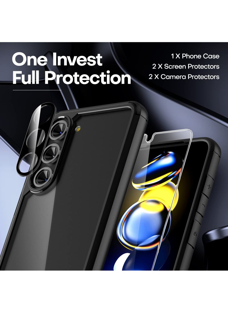 Generic For Samsung Galaxy S24 Case, TPU Soft Film Screen Protector X2, Tempered Glass Camera Protector X2, Slim Fit Transparent Mobile Phone Back Cover 5-in-1 Full Body Protetive Accessorise  - Image 3