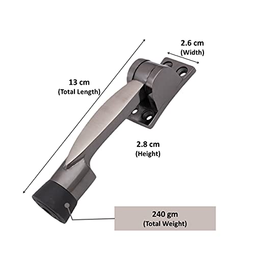 Atom Door Stopper | Kickdown Door Stop with One Touch | Adjustable Height & Rubber Tip 1.5 Inches, Door Stops (Black Silver Finish, DS005), Pack of 2 - Image 4