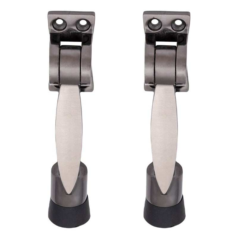 Atom Door Stopper | Kickdown Door Stop with One Touch | Adjustable Height & Rubber Tip 1.5 Inches, Door Stops (Black Silver Finish, DS005), Pack of 2 - Image 3