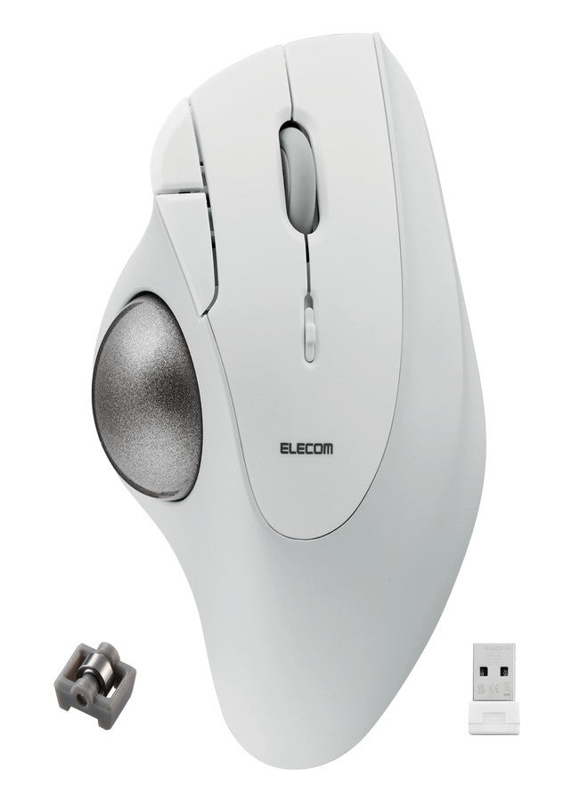 ELECOM Ergonomic Comfort Design Trackball IST Wireless 2.4GHz Connect, Super-Smooth Tracking with Roller Ball Bearing, 36mm Ball, Thumb Control, Compatible for Windows, PC, and Mac White (M-IT11DRWH) - Image 1