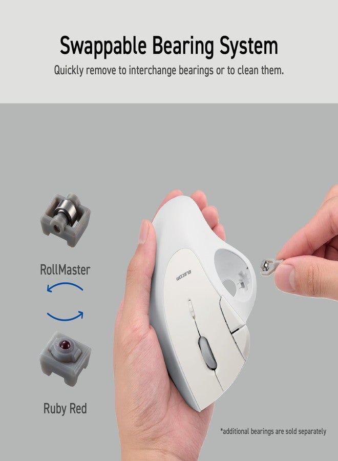 ELECOM Ergonomic Comfort Design Trackball IST Wireless 2.4GHz Connect, Super-Smooth Tracking with Roller Ball Bearing, 36mm Ball, Thumb Control, Compatible for Windows, PC, and Mac White (M-IT11DRWH) - Image 4