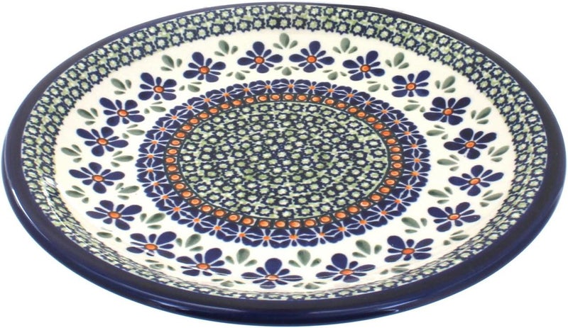 Blue Rose Pottery Blue Rose Polish Pottery Mosaic Flower Small Dinner Plate - Image 1