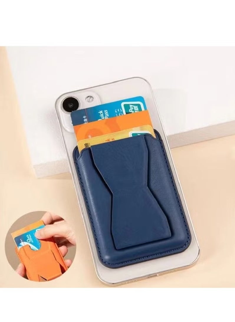 ELTRAZONE Mag Safe Leather Bracket Clip Stand Card Holder for iPhone | 3-in-1 Magnetic Wallet with Kickstand & Grip | Ultra-Slim PU Leather MagSafe Card Sleeve | Secure Magnetic Attachment | Hands-Free Phone Stand for Video Calls & Streaming - Image 2