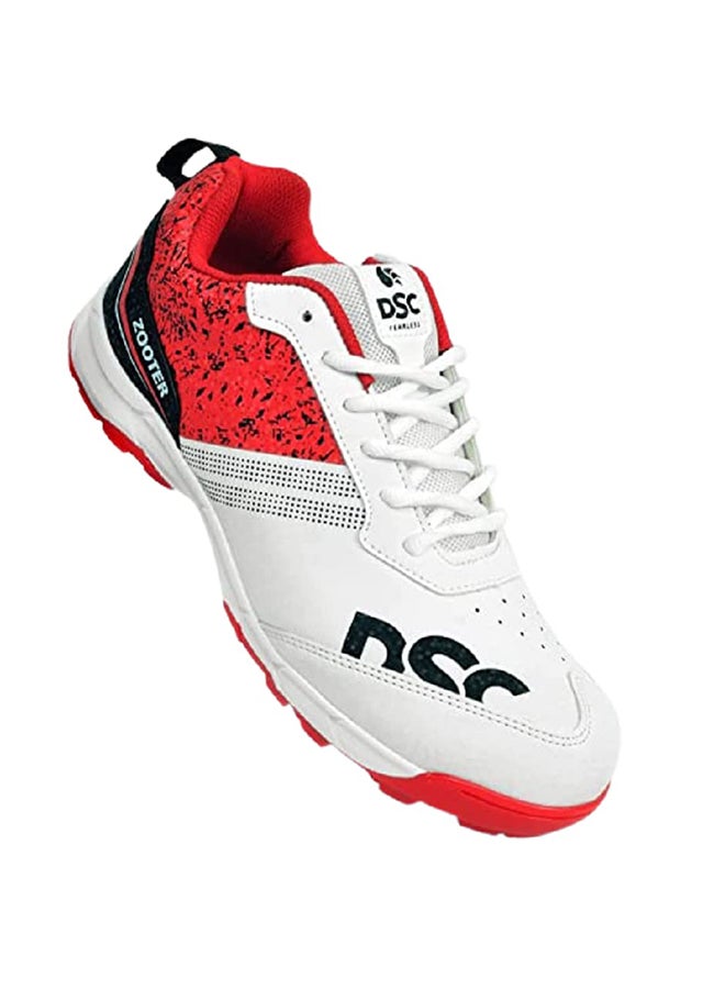 DSC Zooter Cricket Shoe | Color: White & Red | Size:  2 UK/3 US/36 EU | For Mens & Boys | Material: Polyvinyl Chloride | lightweight | Improved Stability in the Game