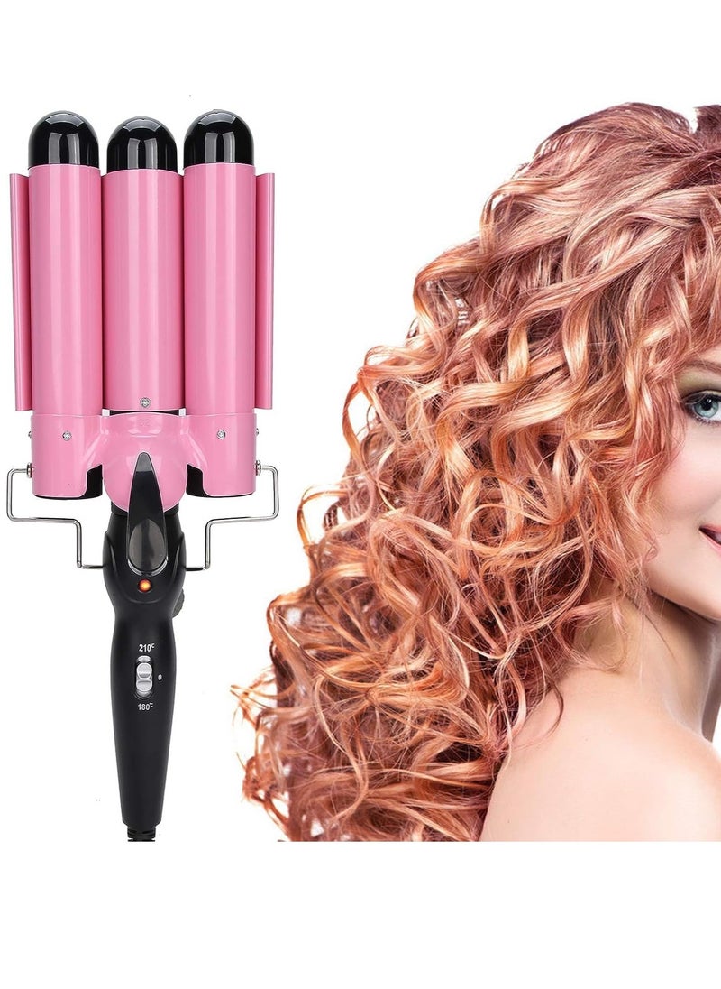 Generic 3 Barrel Curling Iron, 32mm Hair Curler Electric Hair Waver Temperature Adjustable Quick Heated Hair Crimper Styling Tools Ideal for Salon and Home  - Image 1
