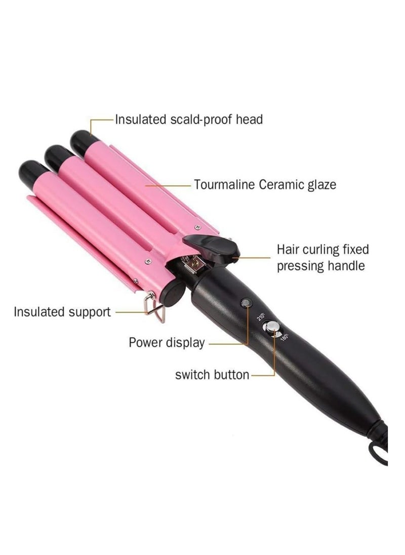 Generic 3 Barrel Curling Iron, 32mm Hair Curler Electric Hair Waver Temperature Adjustable Quick Heated Hair Crimper Styling Tools Ideal for Salon and Home  - Image 2