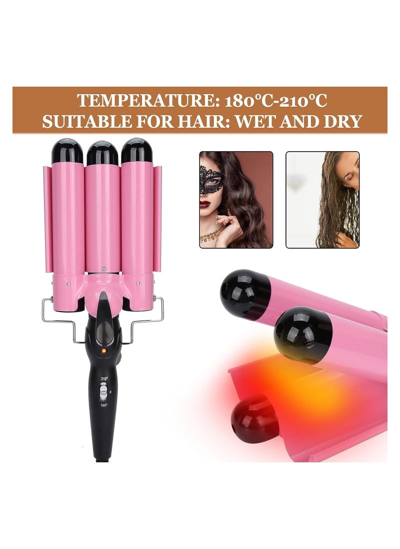Generic 3 Barrel Curling Iron, 32mm Hair Curler Electric Hair Waver Temperature Adjustable Quick Heated Hair Crimper Styling Tools Ideal for Salon and Home  - Image 4