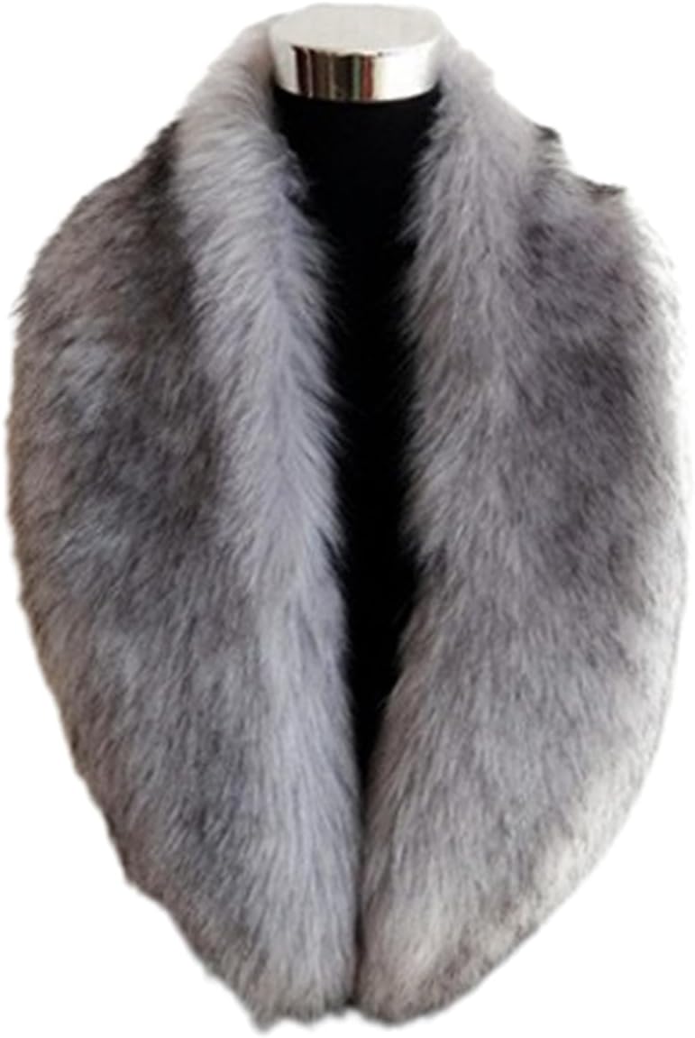 LDFWAY Long Men Women Faux Fur Collar Winter Warm Wrap Stole Scarf Shawl Shrug - Image 2