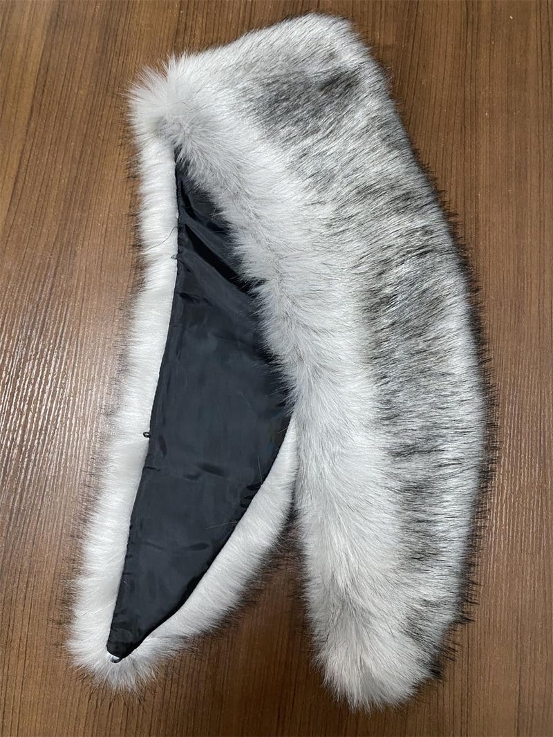 LDFWAY Long Men Women Faux Fur Collar Winter Warm Wrap Stole Scarf Shawl Shrug - Image 3