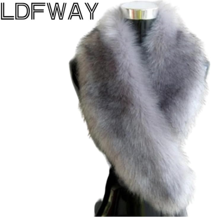 LDFWAY Long Men Women Faux Fur Collar Winter Warm Wrap Stole Scarf Shawl Shrug - Image 1