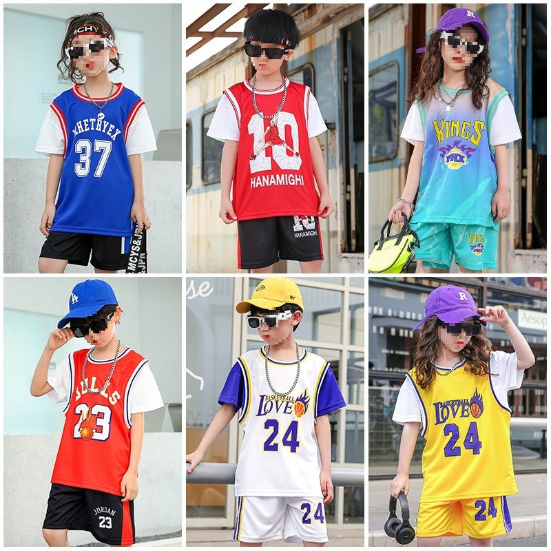 Children'S Basketball Uniforms Boys And Girls Printed Kindergarten Primary School Students No. 24 Jersey Light Board Performance Jersey Trade - Image 2