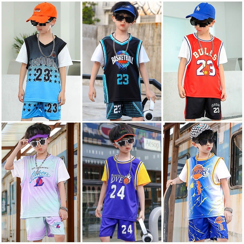 Children'S Basketball Uniforms Boys And Girls Printed Kindergarten Primary School Students No. 24 Jersey Light Board Performance Jersey Trade - Image 3