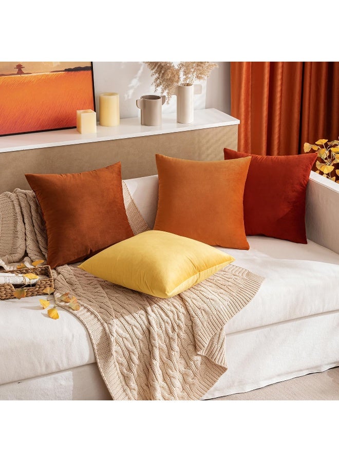 MIULEE Pack of 2 Velvet Soft Solid Pillow Covers Decorative Square Fall Throw Pillow Covers Set Fall Cushion Cases for Sofa Bedroom Car 20x20 Inch 50x50 Cm Orange - Image 4