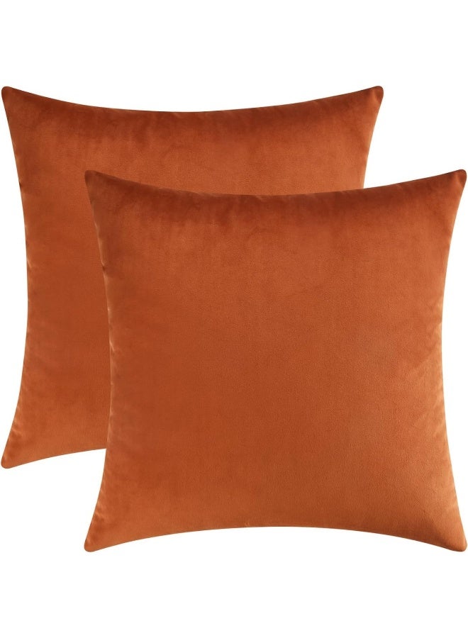 MIULEE Pack of 2 Velvet Soft Solid Pillow Covers Decorative Square Fall Throw Pillow Covers Set Fall Cushion Cases for Sofa Bedroom Car 20x20 Inch 50x50 Cm Orange - Image 5