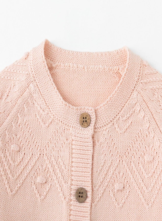 Simplee kids Baby Cardigan Cable Knit Toddler Cardigan Long Sleeve Fall Winter Open Front Knit Sweaters(Light Pink) - Image 5