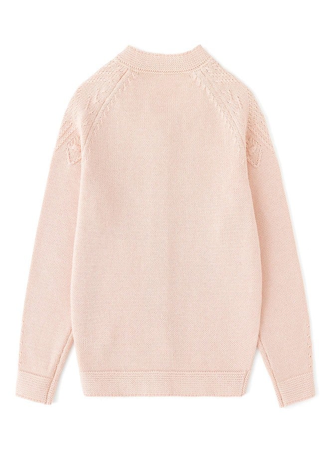 Simplee kids Baby Cardigan Cable Knit Toddler Cardigan Long Sleeve Fall Winter Open Front Knit Sweaters(Light Pink) - Image 4