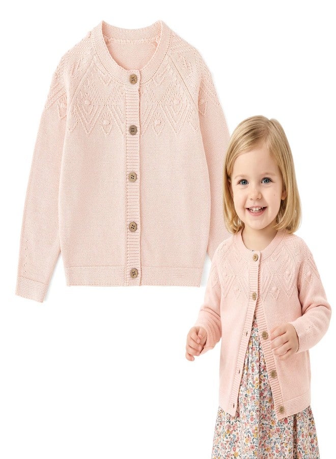 Simplee kids Baby Cardigan Cable Knit Toddler Cardigan Long Sleeve Fall Winter Open Front Knit Sweaters(Light Pink) - Image 1