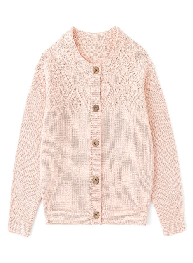 Simplee kids Baby Cardigan Cable Knit Toddler Cardigan Long Sleeve Fall Winter Open Front Knit Sweaters(Light Pink) - Image 3