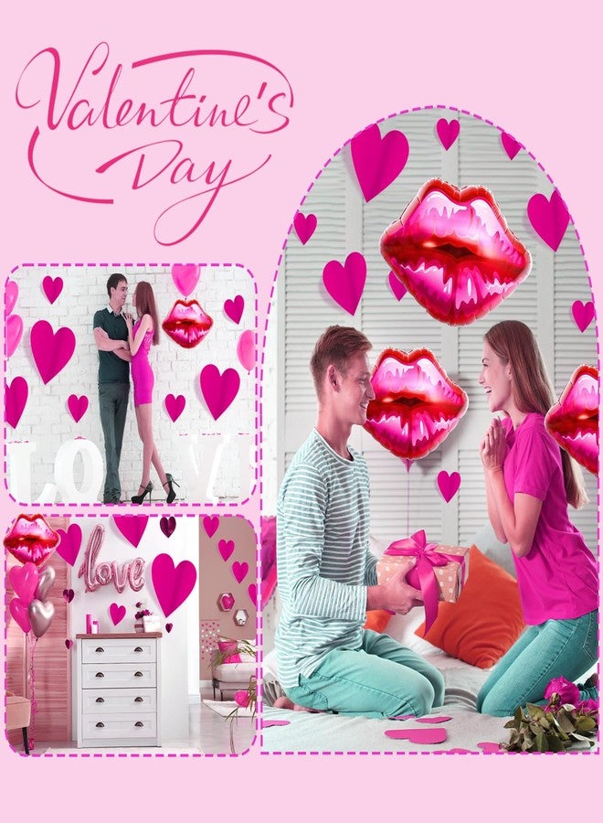 Oarkive 4pcs Lip Balloons Kiss Balloons Valentines Foil Balloons Gals Balloons Valentines Day Balloon Set Lip Prop Vday Balloons for Lip Decorations Galentines Party Valentines Day Decorations Girls Night - Image 5