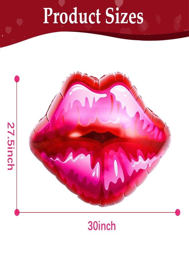 Oarkive 4pcs Lip Balloons Kiss Balloons Valentines Foil Balloons Gals Balloons Valentines Day Balloon Set Lip Prop Vday Balloons for Lip Decorations Galentines Party Valentines Day Decorations Girls Night - Image 2