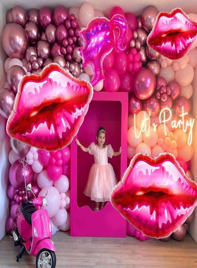 Oarkive 4pcs Lip Balloons Kiss Balloons Valentines Foil Balloons Gals Balloons Valentines Day Balloon Set Lip Prop Vday Balloons for Lip Decorations Galentines Party Valentines Day Decorations Girls Night - Image 3