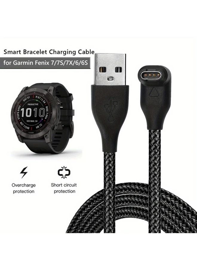 كابل شحن USB أسود لساعة جارمين فينيكس فوريرانر فيفوأكتيف إنستنكت الذكية - Image 3