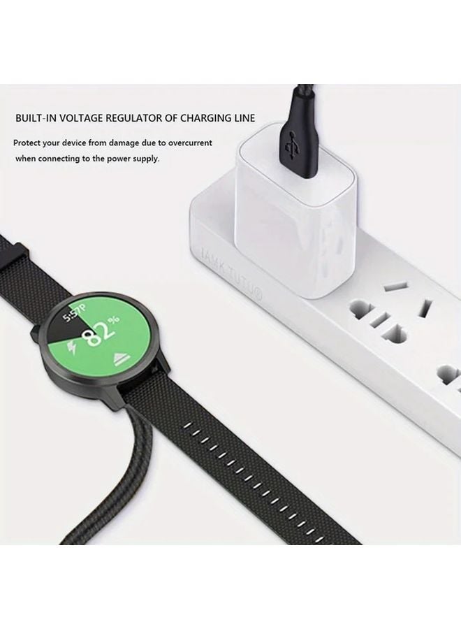 كابل شحن USB أسود لساعة جارمين فينيكس فوريرانر فيفوأكتيف إنستنكت الذكية - Image 5