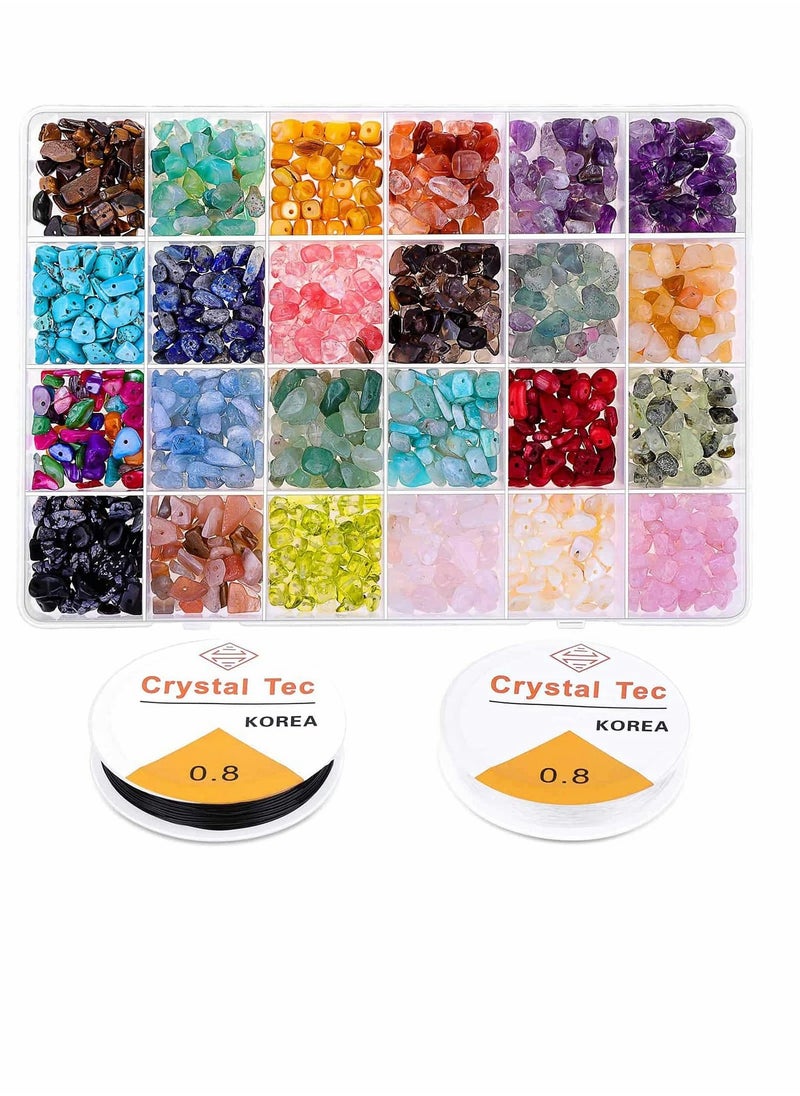 KASTWAVE Crystal Chips and Gemstones Beads for Jewelry Making, KASTWAVE 24 Colors Gemstones Chips Jewelry Bracelet Beads for Jewelry Making  - Image 2