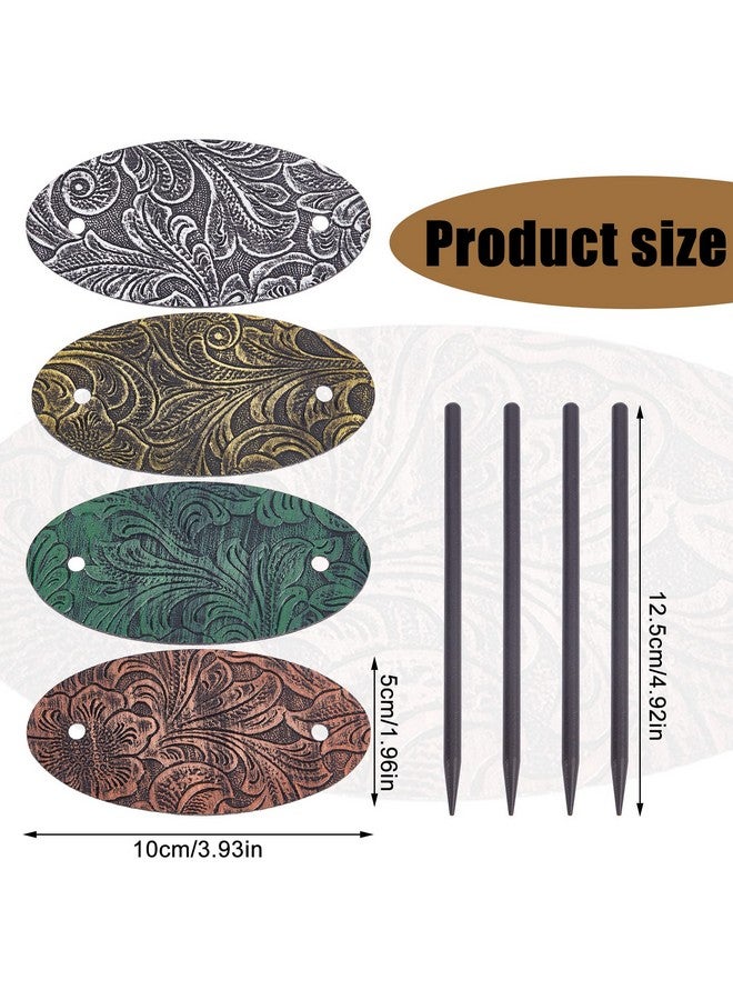 NICENEEDED 4Pcs Leather Hair Barrettes Vintage Faux Leather Hair Clips With Stick Oval Shape Leather Ponytail Holders Hair Slide Hair Accessories For Women Girls - Image 2