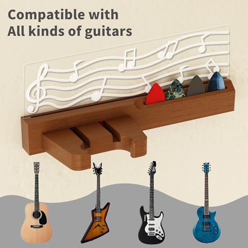 CoolGift Mart Guitar Wall Mount Stand with LED Lights - Solid Wood & Acrylic USB-Powered Guitar Accessories - Gift for Men, Guitar Players, Music Lovers (for Acoustic, Electric Bass, Ukulele) - Image 5