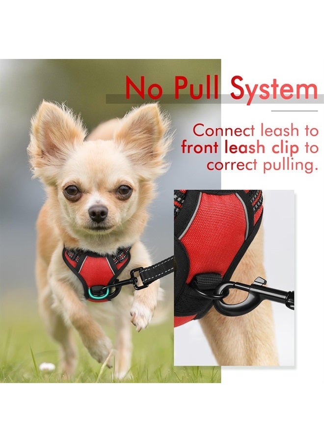 Rabbitgoo Dog Harness, No-Pull Pet Harness with 2 Leash Clips, Adjustable Soft Padded Dog Vest, Reflective No-Choke Pet Oxford Vest with Easy Control Handle for Small Dogs, Red,XS - Image 1