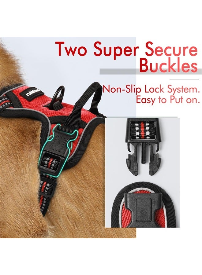Rabbitgoo Dog Harness, No-Pull Pet Harness with 2 Leash Clips, Adjustable Soft Padded Dog Vest, Reflective No-Choke Pet Oxford Vest with Easy Control Handle for Small Dogs, Red,XS - Image 2