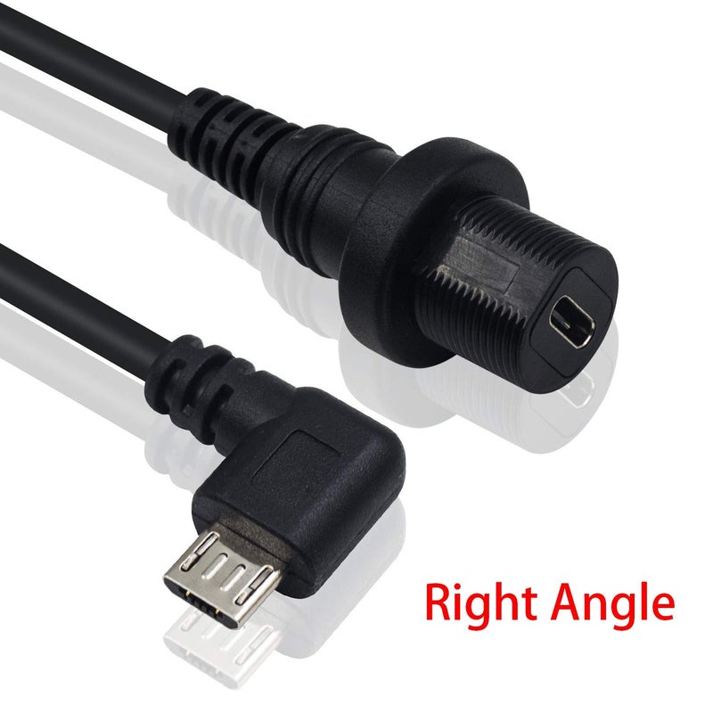 دوتك كابل تثبيت على اللوحة من Duttek مايكرو USB، بزاوية قائمة 90 درجة، كابل تمديد تثبيت غائر في لوحة القيادة مايكرو USB ذكر إلى أنثى للسيارة، القارب، الدراجة النارية، لوحة قيادة الشاحنة 30 سم / 12 بوصة - Image 2