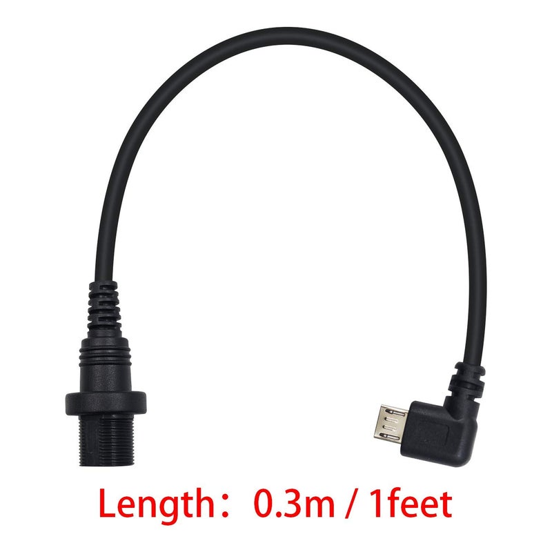 دوتك كابل تثبيت على اللوحة من Duttek مايكرو USB، بزاوية قائمة 90 درجة، كابل تمديد تثبيت غائر في لوحة القيادة مايكرو USB ذكر إلى أنثى للسيارة، القارب، الدراجة النارية، لوحة قيادة الشاحنة 30 سم / 12 بوصة - Image 4