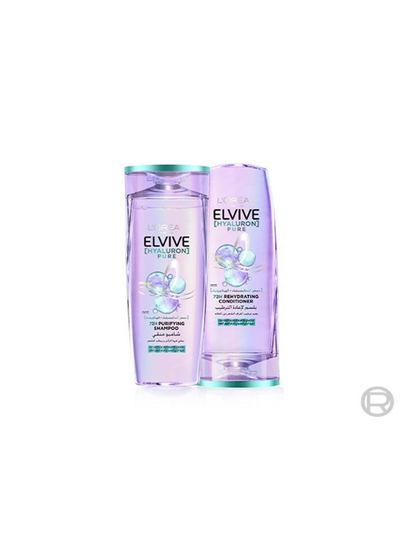 L'OREAL PARIS - Elvive Hyaluron Pure Purifying Shampoo for Oily Hair 400ML - Image 1